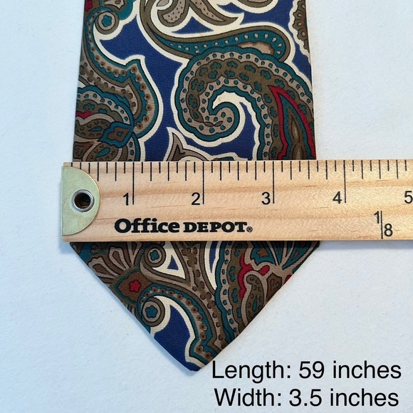 Egon Von Furstenberg‎ Necktie Men's Silk Jewel Tone Multicolor Paisley 59"x3.5" - Picture 3 of 4